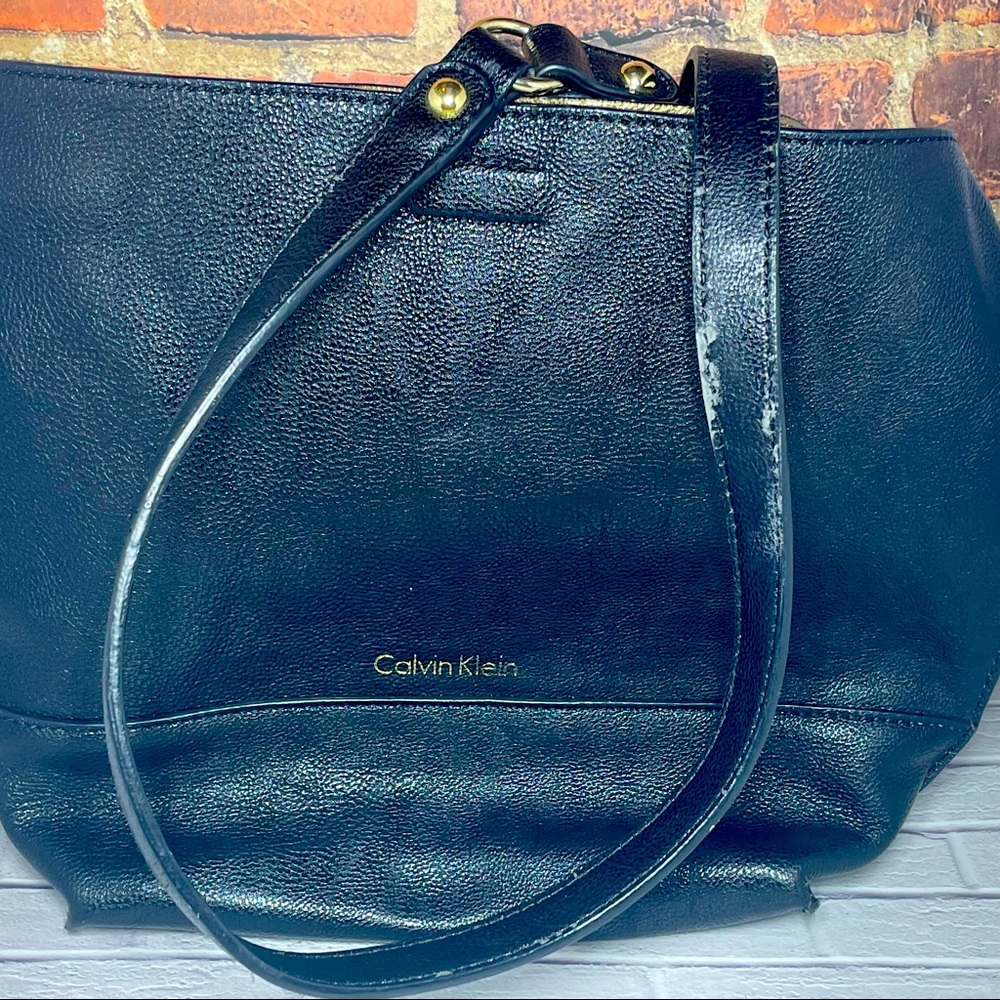 Brown Calvin Klein snap lock tote used w/ wristlet wallet (wallet like new)